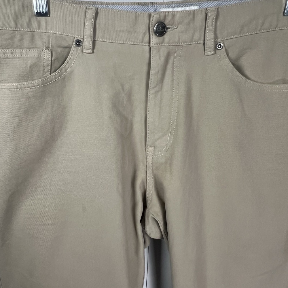 Peter Millar CrownMen 35x33 Khaki Canvas Vintage MF18B86‎ Flat Front Pants